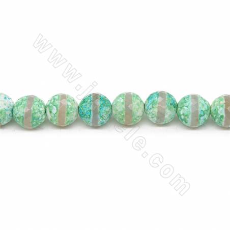 Heated Tibetan Dzi Agate Beads Strand Faceted Round Diameter 12mm Hole 1.2mm Approx. 33 Beads/Strand 39-40cm