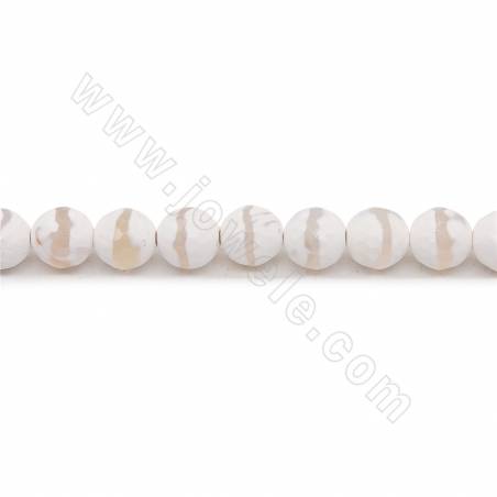 Rouleau de perles d'agate tibétaine chauffée Dzi à facettes rondes diamètre 8mm trou 1mm longueur 39~40cm/rang