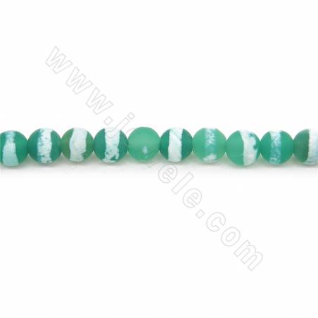 Collier de perles d'agate tibétaine Dzi chauffées et mates Diamètre rond 6 mm Trou 1 mm Environ 66 perles/collier