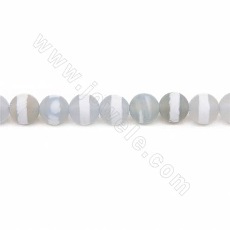 Perline di agata tibetana opaca riscaldata Diametro rotondo 8 mm Foro 1 mm Circa 49 perline/filamento
