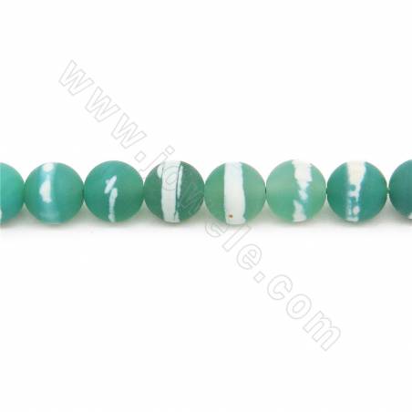Collier de perles d'agate tibétaine Dzi chauffées et mates Diamètre rond 8 mm Trou 1 mm Environ 49 perles/collier