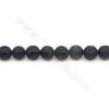 Perles agate noire chaufé mate ronde sur fil Taille 10mm trou 1.2mm environ 38perles/fil