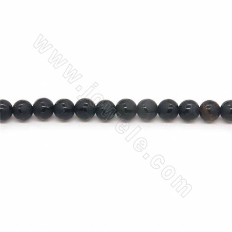 パターン円形の直径6mmの穴1mmの長さ39~40cm/Strandが付いている熱された無光沢の黒い瑪瑙のビードの繊維