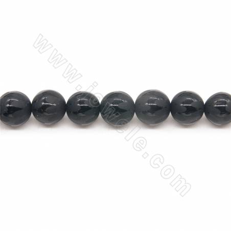 Riscaldato agata nera opaca filo con modello rotondo diametro 10mm foro 1 mm lunghezza 39 ~ 40 cm / filo