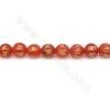 Perline di agata rossa riscaldate con scrittura tibetana Diametro rotondo 8 mm Foro 0,7 mm Circa 48 perline/filamento