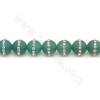 Ágata Verde con diamante de imitación Redondo Mate 12mm 39-40cm/tira
