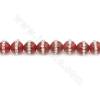 Ágata Roja con diamante de imitación Redondo 8mm 39-40cm/tira