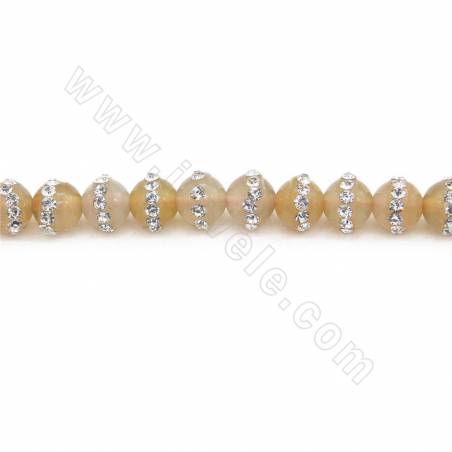 Ágata Amarillo con diamante de imitación Redondo 6mm 39-40cm/tira