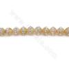 Perles citrine avec zircon ronde sur fil  Taille 6mm trou 1mm environ 63perles/fil