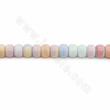 彩虹石串珠 算盤珠 尺寸6x9毫米 孔徑1毫米 長度39-40厘米/條