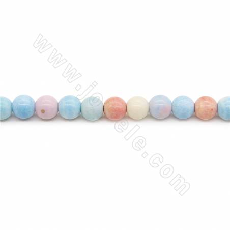 Perles d'arc-en-ciel ronde sur fil   Taille 6mm trou 0.8mm 15~16"/fil