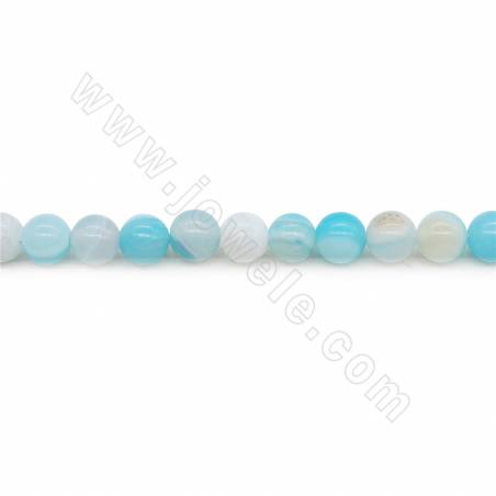藍條紋瑪瑙串珠 圓形 尺寸6毫米 孔徑1毫米 長度39-40厘米/條