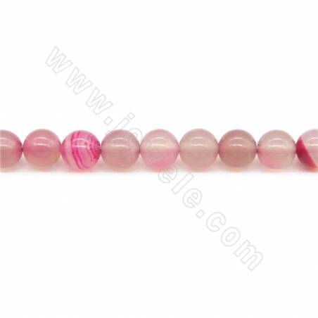 Perles D'Agate rayé chauffé ronde sur fil Taille 6mm trou 0.7mm environ 64perles/fil