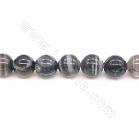 Perline di agata a strisce riscaldate Diametro rotondo 14 mm Foro 1,2 mm Circa 28 perline/filamento