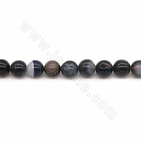 黑條紋瑪瑙串珠 圓形 尺寸10毫米 孔徑1毫米 長度39-40厘米/條