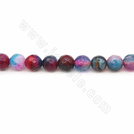Heated Striped Agate Beads Strand Faceted  Round Diameter 8mm Hole 1mm Approx. 48 Beads /Strand 39-40cm