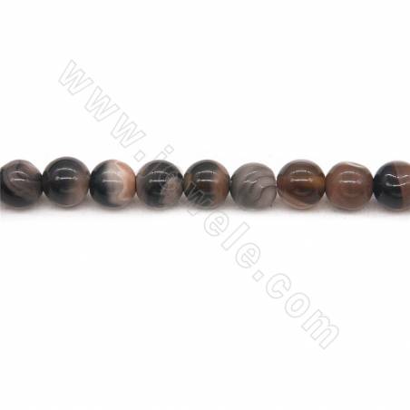Heated Striped Agate Beads Strand Round Diameter 6mm Hole 1mm Approx. 65 Beads/Strand 39-40cm