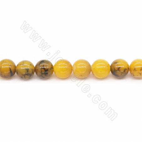 Perles Agate chauffé ronde sur fil Taille 8mm trou 1mm environ 48perles/fil