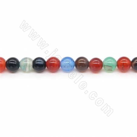 Heated Mix Color Agate Beads Strand Round Diameter 6mm Hole 1mm Length 39~40cm/Strand