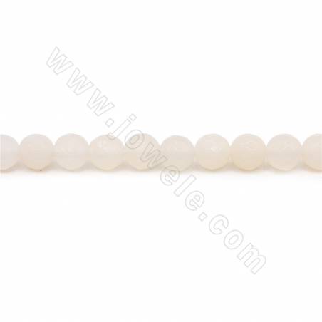 Natürliche weiße Achatperlen Strang Facettierter runder Durchmesser 6mm Loch 0,8mm Länge 39 ~ 40 cm / Strang