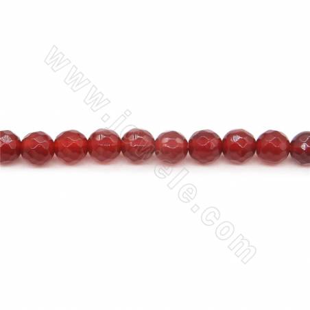 Natürliche rote Achatperlen Strang Facettierter runder Durchmesser 6mm Loch 1,2 mm Länge 39 ~ 40 cm / Strang