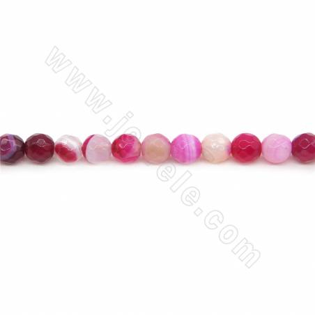 Perles Agate rayé chauffé ronde facette sur fil Taille 6mm trou 1mm 15~16"/fil