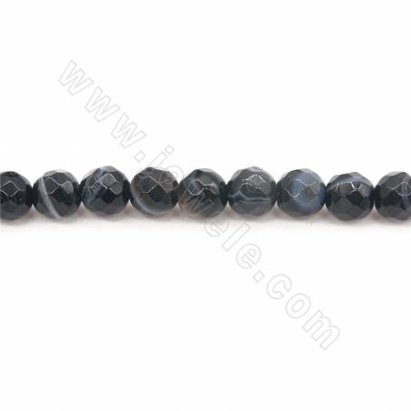 Perles Agate rayé chauffé ronde facette sur fil Taille 6mm trou 1mm environ 65perles/fil