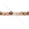 Heated Coffee Striped Agate Beads Strand Faceted Round Diameter 8mm Hole 0.8mm Length 39~40cm/Strand