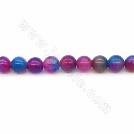 Heated Colorful Agate Beads Strand Round Diameter 8mm Hole 1mm Length 39~40cm/Strand