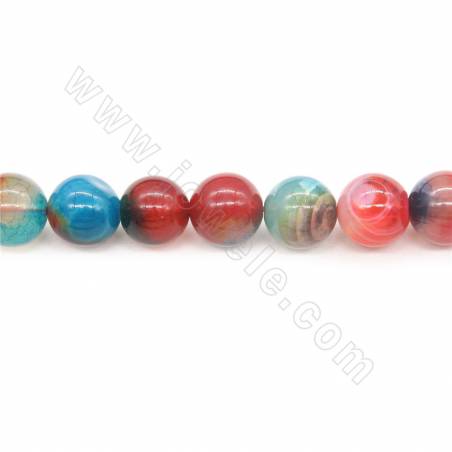 Heated Colorful Agate Beads Strand Round Diameter 12mm Hole 1.2mm Approximately 34 Beads/Strand