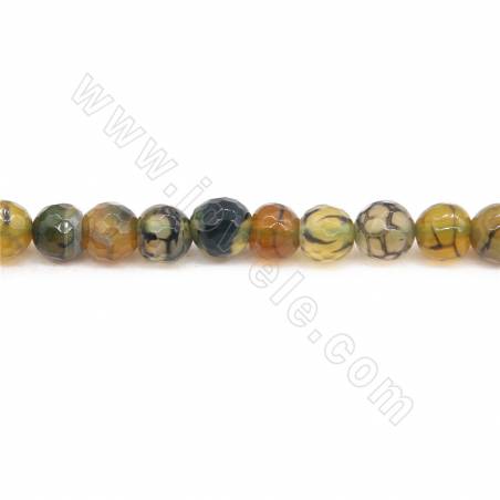 Heated Dragon Veins Agate Beads Strand Faceted Round Diameter 6mm Hole 1mm Approximately 65 Beads/Strand