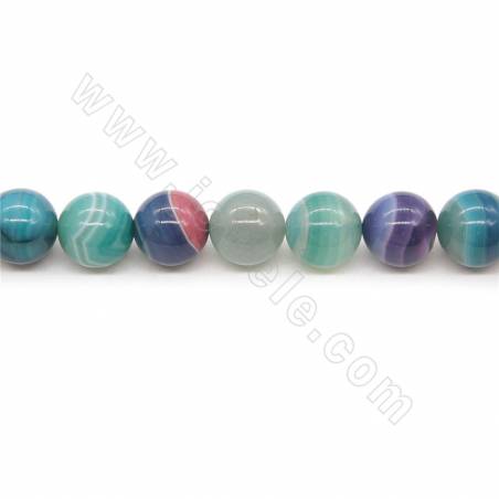 Heated Striped Agate Beads Strand Round Diameter 12mm Hole 1mm Approx. 33 Beads/Strand 39-40cm