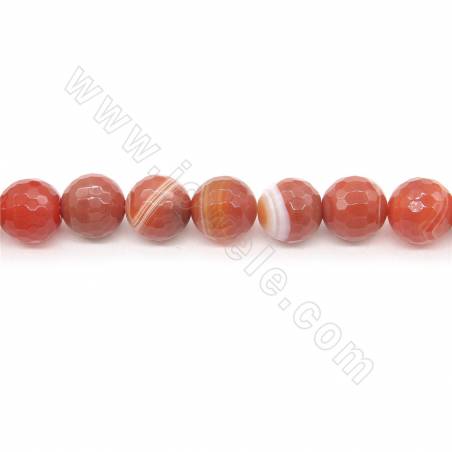 Heated Striped Agate Beads Strand Faceted Round Diameter 12mm Hole1.2mm Length 39~40cm/Strand