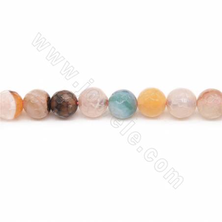 Heated Dragon Veins Agate Beads Strand  Faceted Round Diameter 8mm Hole 1mm Approxi. 49 Beads/Strand