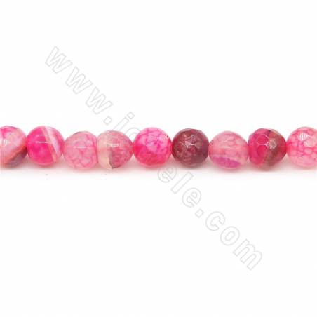 Perline riscaldate di agata rosa sfaccettate Diametro rotondo 8 mm Foro 1 mm Circa 48 perline/filare