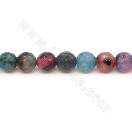 Heated Dragon Veins Agate Beads Strand Faceted Round Diameter 10mm Hole 1mm Approximately 40 Beads/Strand