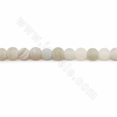 Perles Agate patinée chauffé mate ronde sur fil Taille 6mm trou 1mm environ 62perles/fil