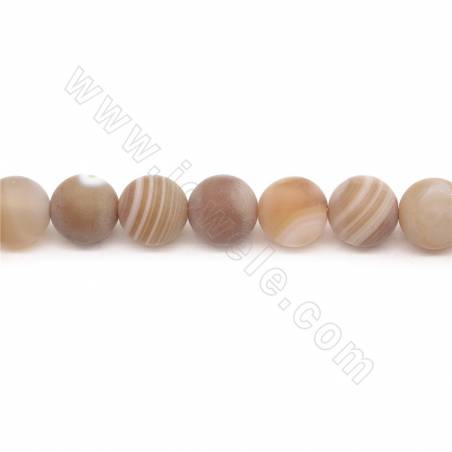 Perles D'Agate rayé chauffé ronde mate sur fil Taille 10mm trou 1mm environ 38perles/fil