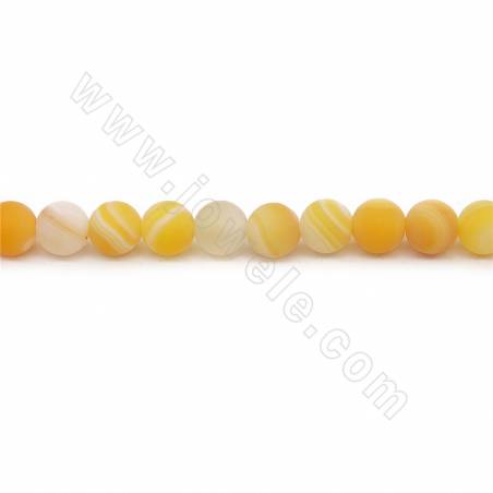 Perles D'Agate rayé chauffé ronde sur fil Taille 6mm trou 1mm 15~16"/fil
