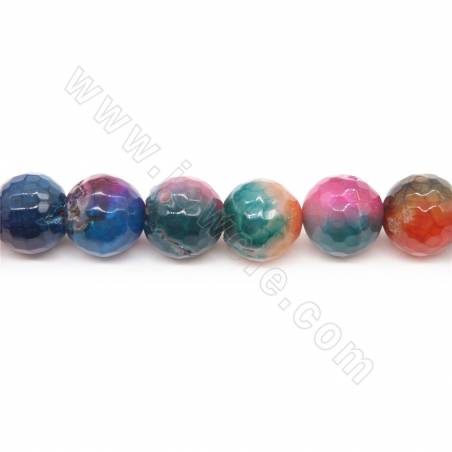 Perline di agata colorate riscaldate Diametro tondo sfaccettato 14 mm Foro 1,5 mm Circa 27 perline/filare