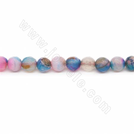 Heated Colorful Agate Beads Strand Faceted Round Diameter 6mm Hole 1mm Length 39~40cm/Strand