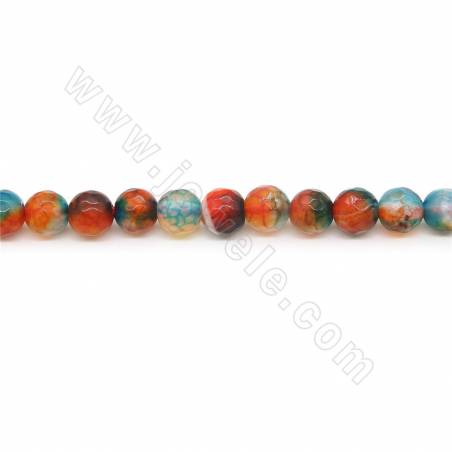 Heated Colorful Agate Beads Strand Faceted Round Diameter 6mm Hole 1mm Approx. 63 Beads/Strand