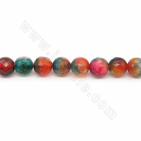 Heated Colorful Agate Beads Strand Faceted Round Diameter 8mm Hole 1mm  Approx.48 Beads/Strand