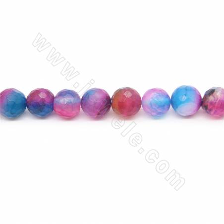 Heated Colorful Agate Beads Strand Faceted Round Diameter 8mm Hole 1mm Approx. 48 Beads/Strand