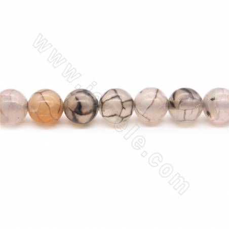 Perles Agate de veines de dragon chauffé ronde sur fil Taille 10mm trou 1mm environ 39perles/fil