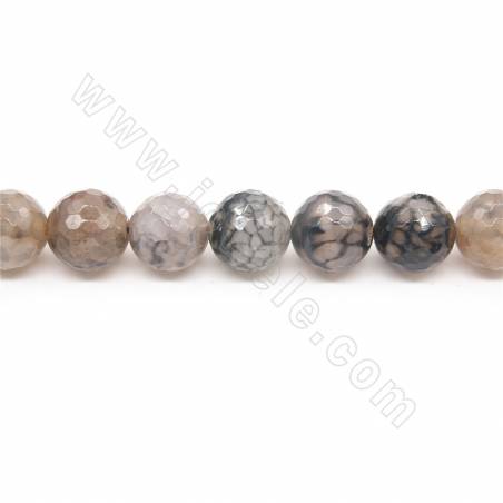 Perles Agate de veines de dragon chauffé ronde facette sur fil Taille 14mm trou 1.5mm environ 25perles/fil