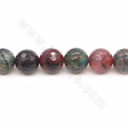Heated Dragon Veins Agate Beads Strand Faceted Round Diameter 14mm Hole 1.5mm Approx. 28 Beads/Strand