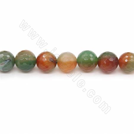 Heated Colorful Agate Beads Strand Faceted Round Diameter 16mm Hole 1.5mm Approx. 24 Beads/Strand