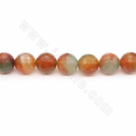 Heated Colorful Agate Beads Strand Faceted Round Diameter 14mm Hole 1.5mm Approx. 26 Beads/Strand