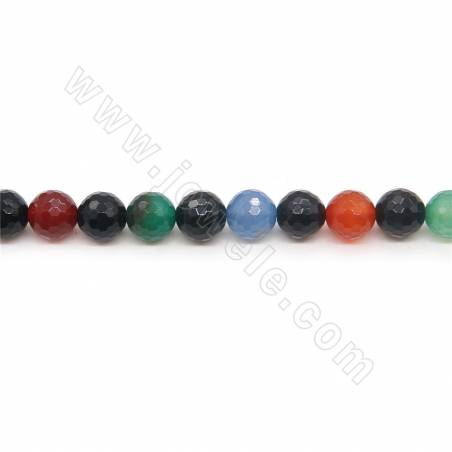 Heated Mix Color Agate Beads Strand Faceted Round Diameter 10mm Hole 1mm Length 39~40cm/Strand